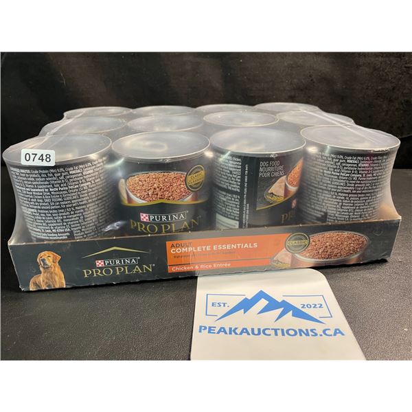 Case of 12 Cans of Purina Pro Plan Adult Complete Essentials Dog Food - Chicken & Rice; BB: AUG 2026