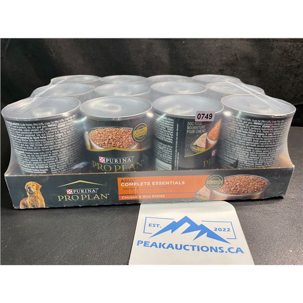 Case of 12 Cans of Purina Pro Plan Adult Complete Essentials Dog Food - Chicken & Rice; BB: AUG 2026