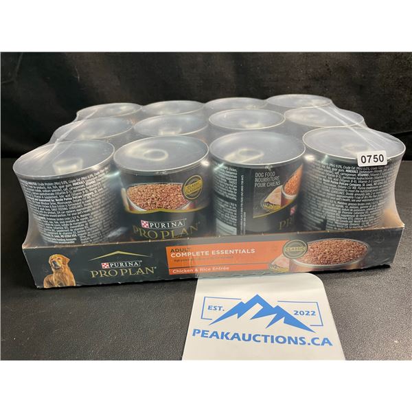 Case of 12 Cans of Purina Pro Plan Adult Complete Essentials Dog Food - Chicken & Rice; BB: AUG 2026