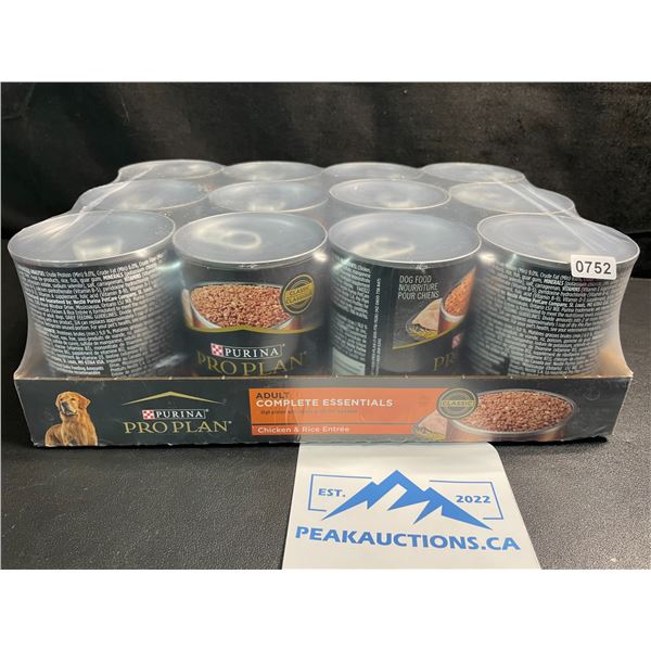 Case of 12 Cans of Purina Pro Plan Adult Complete Essentials Dog Food - Chicken & Rice; BB: AUG 2026