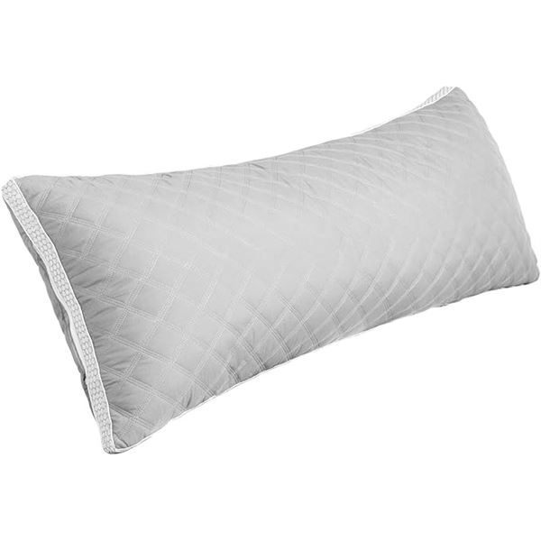 1 DCSTA Hypoallergenic Body Pillow for Adults - Long/Full Body Pillow - Grey Quilted - 21" x 54" New