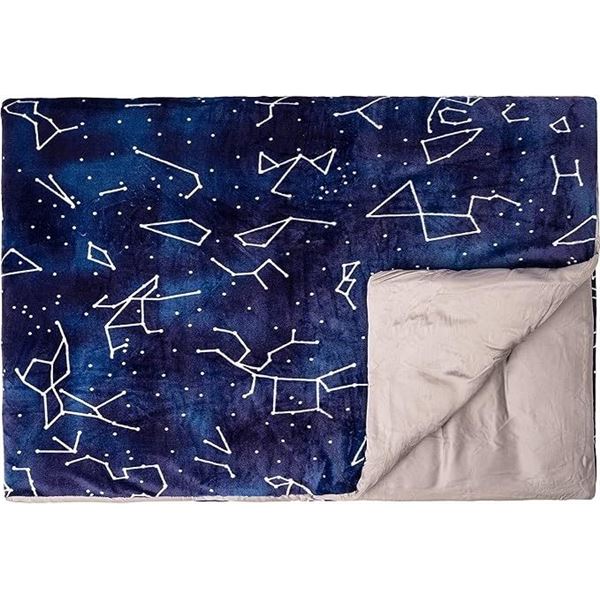 1 Florensi Weighted Blanket for Kids - 10lbs - 41" x 60" Size; Blue Starry Sky Design - New!