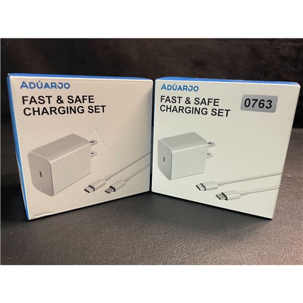 2 Fast Charging Sets for iPhone (USB-C to Lightning Connector) - Wall Block & Cord - New