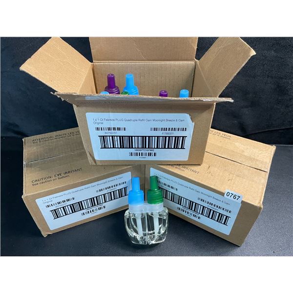 3 Boxes of Febreze Plug-In Scent Refills - Gain Moonlight Breeze & Gain Original (4 Per Box) - New