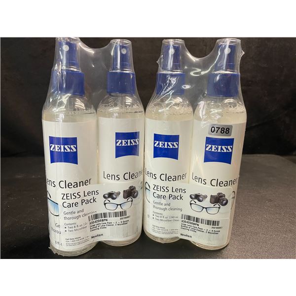 2 Zeiss Lens Care Packs - Each Includes 2x Lens Cleaner (240ml) & 2x Microfiber Cleaning Cloths; New