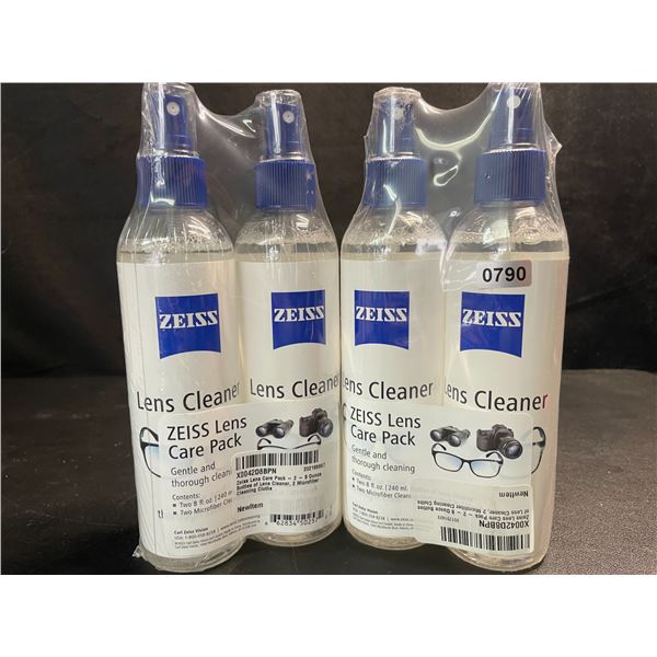 2 Zeiss Lens Care Packs - Each Includes 2x Lens Cleaner (240ml) & 2x Microfiber Cleaning Cloths; New