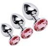 Image 1 : 2 Sets of Stainless Steel Butt Plugs/Sex Toys - 3PCS/Sizes Per Pack; Pink Rhinestone Design - New