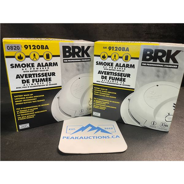 2 BRK 9120BA Hardwired Smoke Alarms with Battery Backup - Brand New!
