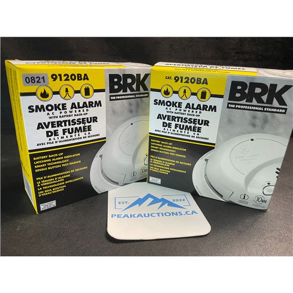 2 BRK 9120BA Hardwired Smoke Alarms with Battery Backup - Brand New!