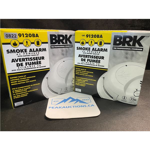 2 BRK 9120BA Hardwired Smoke Alarms with Battery Backup - Brand New!