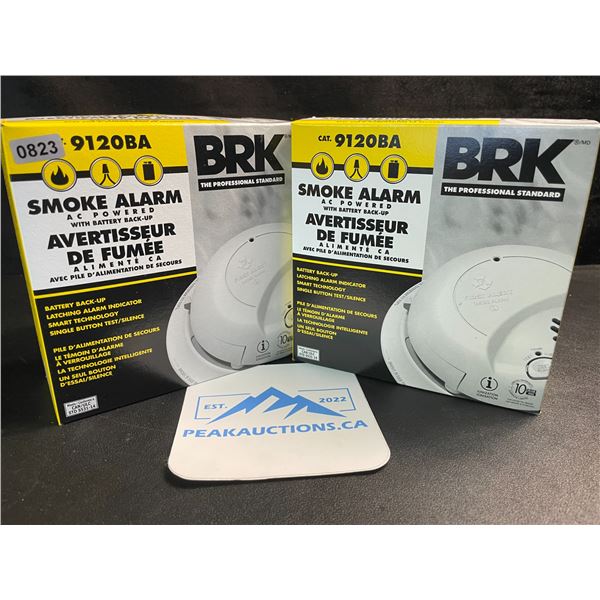 2 BRK 9120BA Hardwired Smoke Alarms with Battery Backup - Brand New!