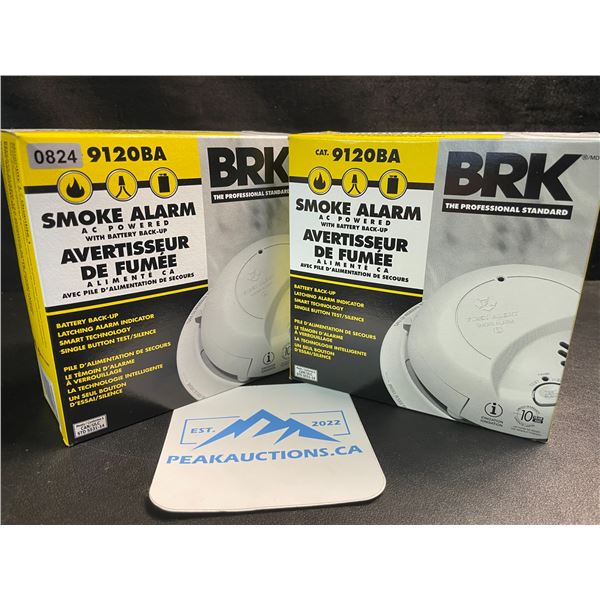 2 BRK 9120BA Hardwired Smoke Alarms with Battery Backup - Brand New!