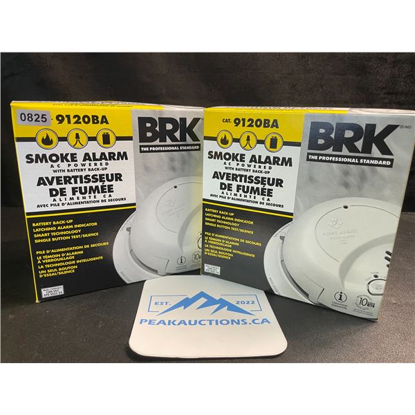 2 BRK 9120BA Hardwired Smoke Alarms with Battery Backup - Brand New!