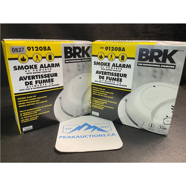 2 BRK 9120BA Hardwired Smoke Alarms with Battery Backup - Brand New!