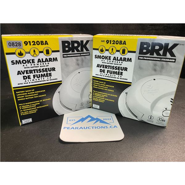 2 BRK 9120BA Hardwired Smoke Alarms with Battery Backup - Brand New!