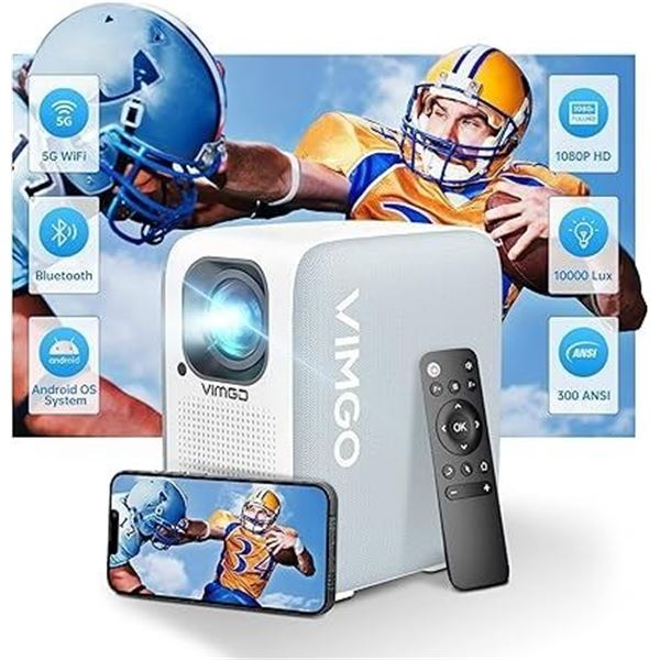 1 Vimgo P10 Smart Mini Projector - 40/120" Display 4K Support WiFi - Brand New!