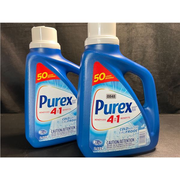 2 Jugs of Purex Cold Water Liquid Laundry Detergent - 2.03L (50 Loads) Each - New