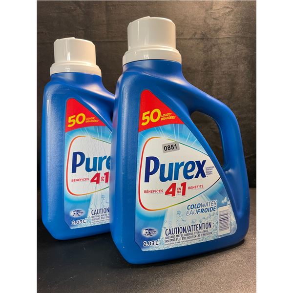 2 Jugs of Purex Cold Water Liquid Laundry Detergent - 2.03L (50 Loads) Each - New