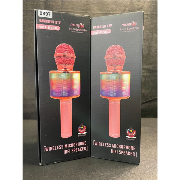 2 Handheld Wireless Microphones/Karaoke Microphones (Model: WS-858L) - Brand New!