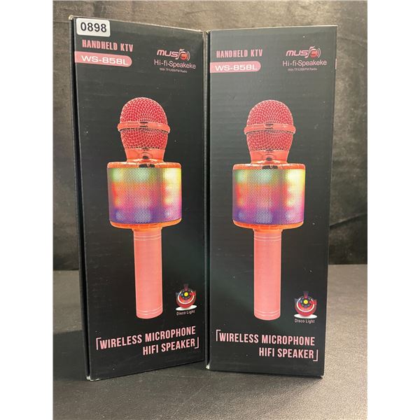 2 Handheld Wireless Microphones/Karaoke Microphones (Model: WS-858L) - Brand New!