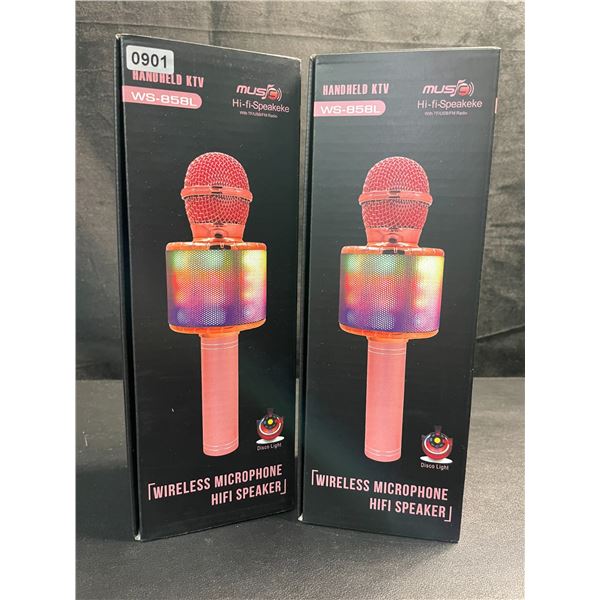 2 Handheld Wireless Microphones/Karaoke Microphones (Model: WS-858L) - Brand New!