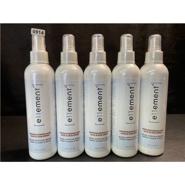 5 Bottles of e11ement Hypochlorous Acid Face & Skin Spray - 240ml Each - New Sealed