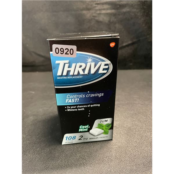 1 Box of Thrive Nicotine Replacement Gum; 2mg Regular Strength, Mint - 108 Count - (BB: 2026/11)