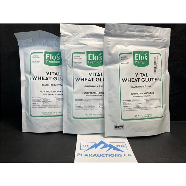3 Elo's Premium Vital Wheat Gluten - High Protein, Keto/Kosher Friendly - Non GMO - 16oz Each