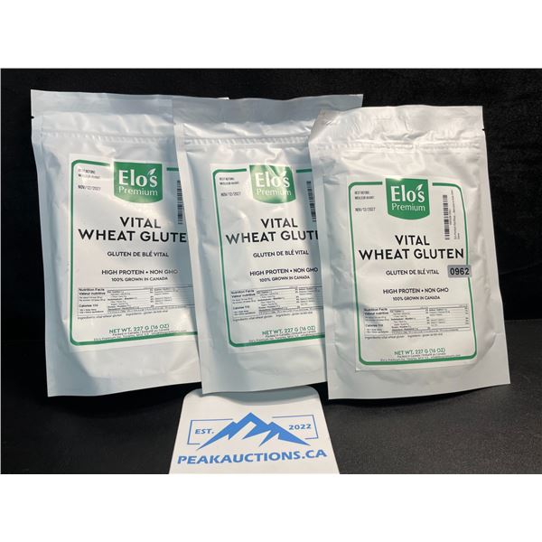 3 Elo's Premium Vital Wheat Gluten - High Protein, Keto/Kosher Friendly - Non GMO - 16oz Each