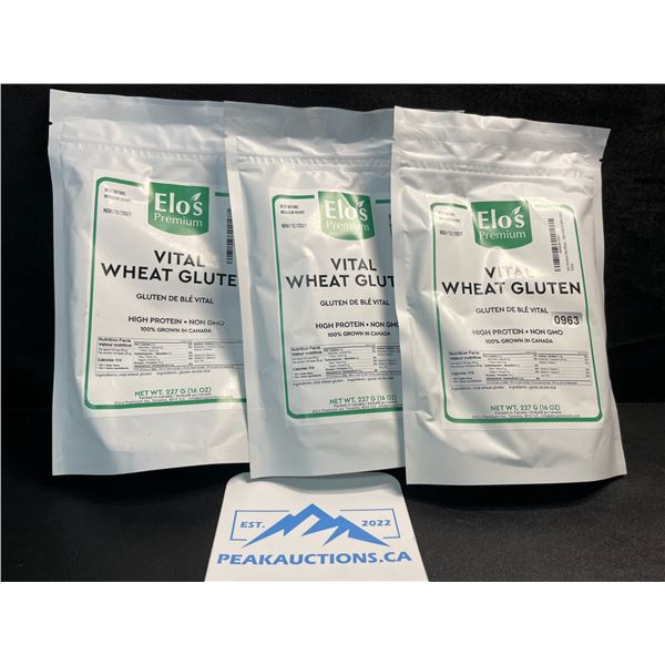 3 Elo's Premium Vital Wheat Gluten - High Protein, Keto/Kosher Friendly - Non GMO - 16oz Each