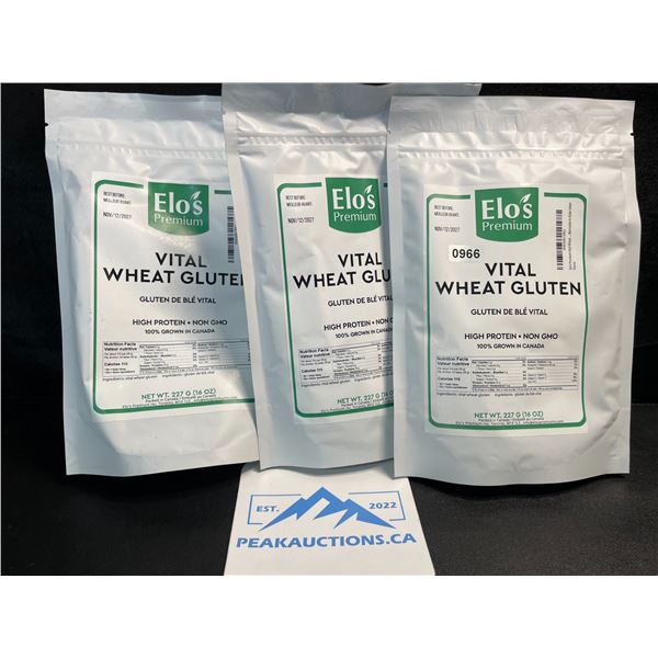 3 Elo's Premium Vital Wheat Gluten - High Protein, Keto/Kosher Friendly - Non GMO - 16oz Each