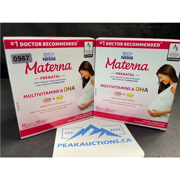2 Boxes of Nestle Materna Prenatal Multivitamins & DHA Softgels (For Preconception) - New