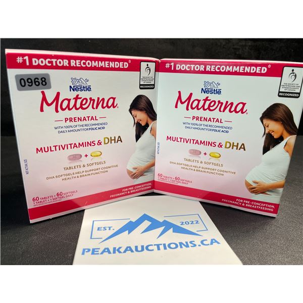 2 Boxes of Nestle Materna Prenatal Multivitamins & DHA Softgels (For Preconception) - New
