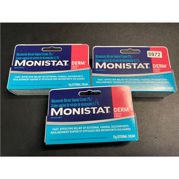 3 Monistat Derm Cream - 15g External Cream for Vaginal Discomforts - New Sealed