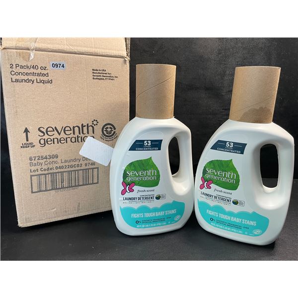 Box of 2 Jugs Seventh Generation Fresh Scent Baby Laundry Detergent - Fights Baby Stains; 1.18L Each