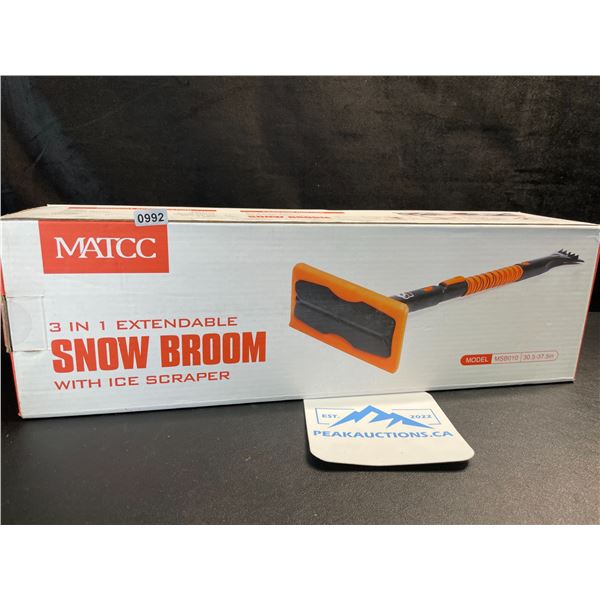 1 Matcc 3-in-1 Extendable Snow Brush With Ice Scraper (30.5"-37.5" Size) - New in Box