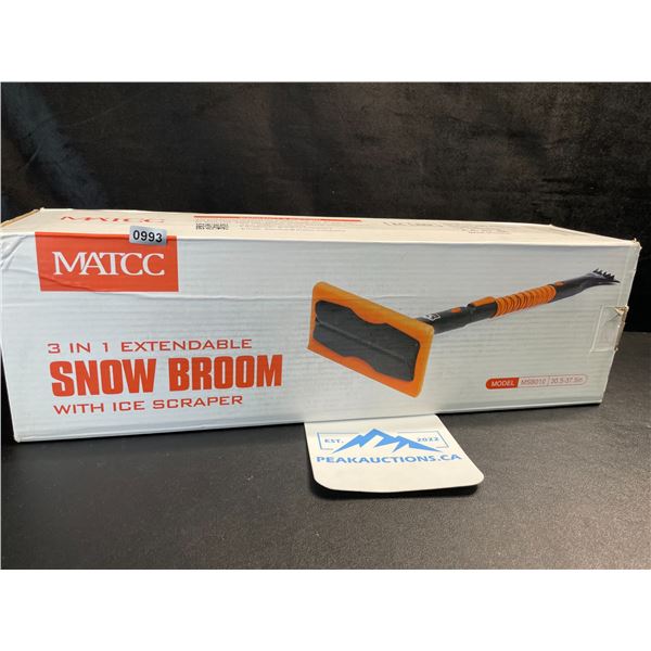 1 Matcc 3-in-1 Extendable Snow Brush With Ice Scraper (30.5"-37.5" Size) - New in Box