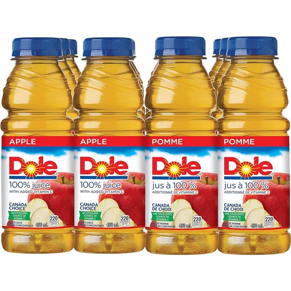 1 Case of Dole 100% Apple Juice from Concentrate - 12 x 450ml Bottles (BB: JN 18/25)
