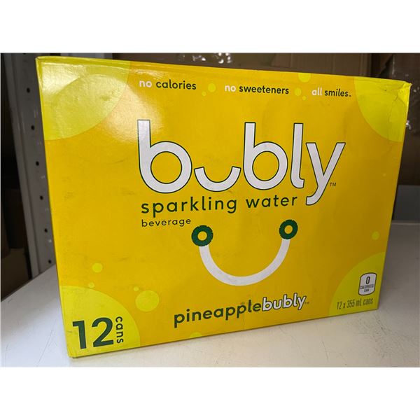 1 Case of Bubly Sparkling Water - Pineapple Bubly - 12 Cans x 355ml