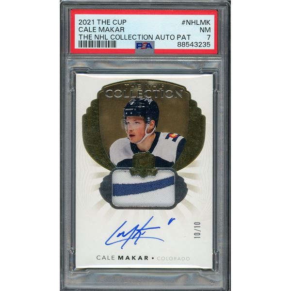 2021 Upper Deck The Cup Cale Makar "The NHL Collection" Autograph Patch #10/10- PSA 7
