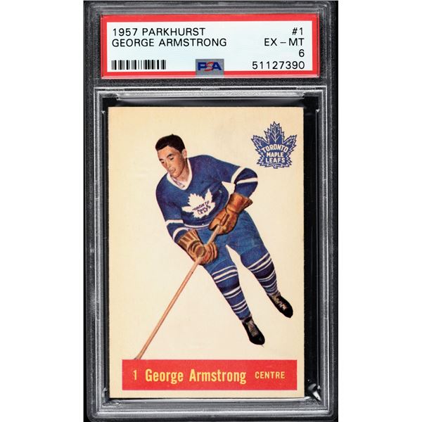 1957-58 Parkhurst #1T George Armstrong (PSA 6)