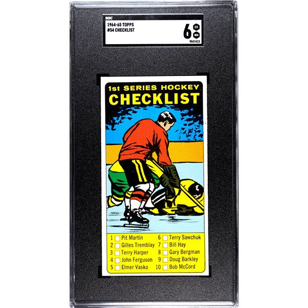 1964-65 Topps #54 1st Series Checklist (SGC 6)