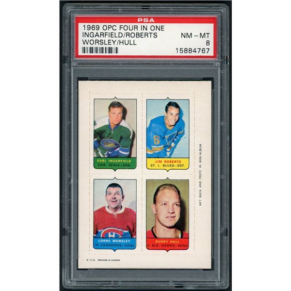 1969-70 O-Pee-Chee 4-in-1 Hull/Worsley (PSA 8)