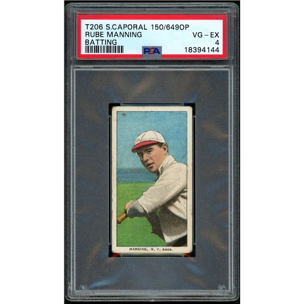 1909-11 T206 Rube Manning (PSA 4) Low Pop!