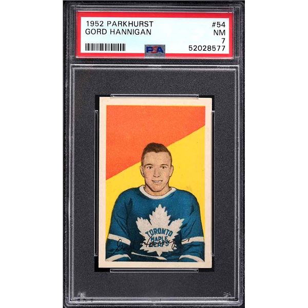 1952-53 Parkhurst #54 Gord Hannigan RC (PSA 7)
