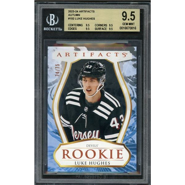 2023 Upper Deck Artifacts Luke Hughes "Autumn" #74/75 - BGS 9.5