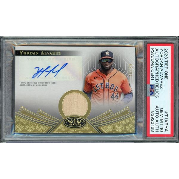 2023 Topps Tier One Yordan Alvarez Autographed Relics #45/99 - PSA 10