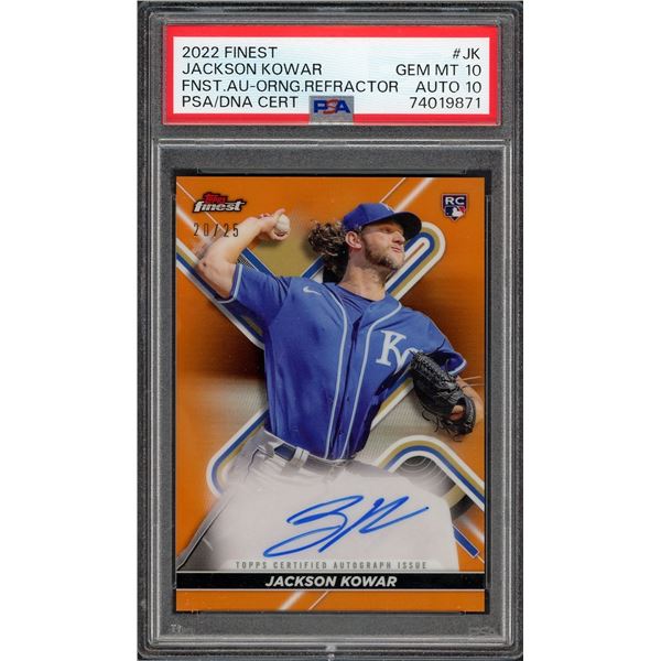 2022 Topps Finest Jackson Kowar Orange Refractor Autograph #20/25 - PSA 10(auto10)