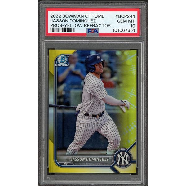 2022 Bowman Chrome Jasson Dominguez Yellow Refractor #09/75 - PSA 10