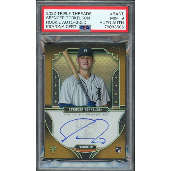 2022 Topps Triple Threads Spencer Torkelson rookie auto Gold #10/25 - PSA 9